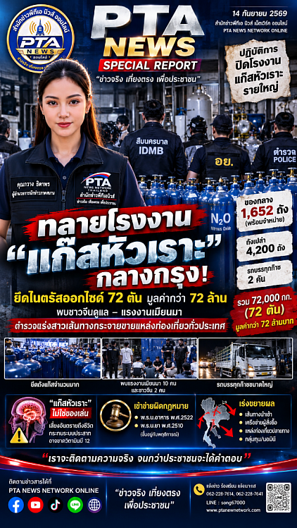 ทลายโรงงานแก็สหัวเราะกลางกรุง